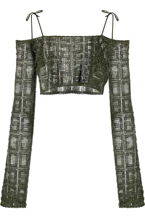 GCDS Off-shoulder macramé crop top