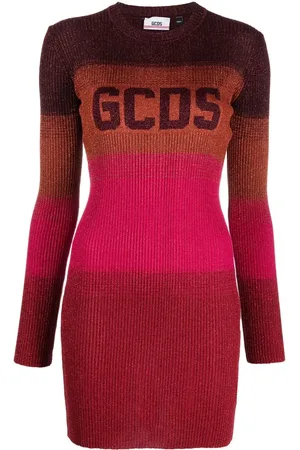 GCDS Wide-stripe-pattern mini dress