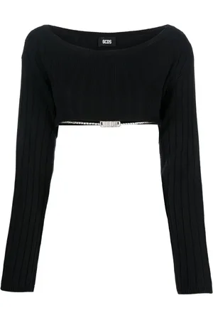GCDS Logo-chain cropped knitted top