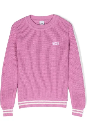 GCDS Logo intarsia-knit cotton jumper