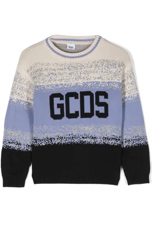 GCDS Logo-intarsia knit cotton jumper
