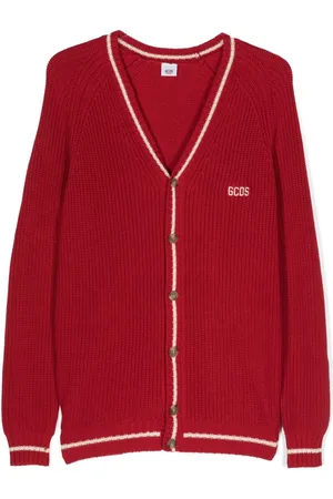 GCDS Logo-embroidered cotton cardigan