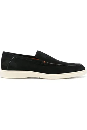 santoni Contrast-stitching suede loafers