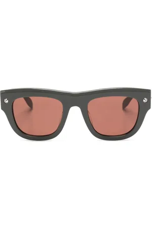 Alexander McQueen Logo-engraved square-frame sunglasses