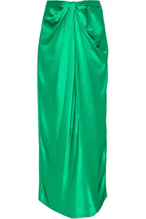 ROSETTA GETTY Twist-detail silk maxi skirt