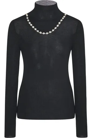 ROSETTA GETTY Roll-neck crystal-embellished jumper