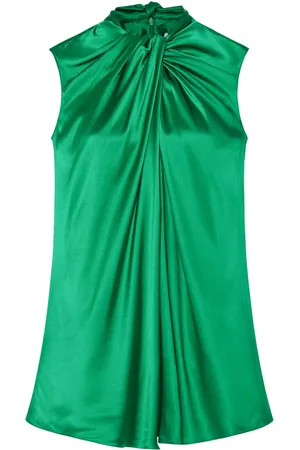 ROSETTA GETTY Twisted-neck silk blouse