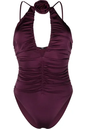 Noire Swimwear Floral-appliqu?? ruched swimsuit