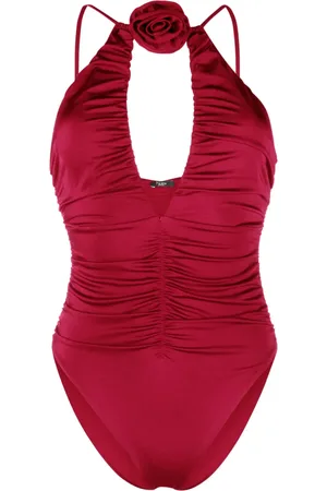 Noire Swimwear Floral-appliqu?? ruched swimsuit