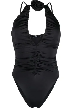 Noire Swimwear Floral-appliqu?? ruched swimsuit