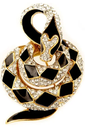 Susan Caplan 1980s snake crystal-embellished brooch