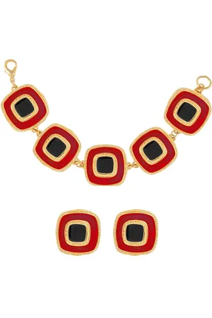Susan Caplan 1980s enamel earrings and bracelet set