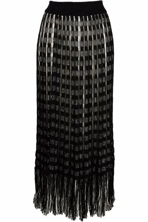 Jil Sander Fringed-hem woven A-line skirt