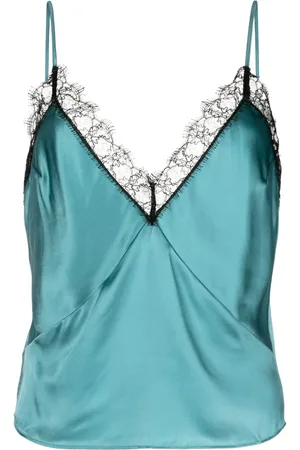 Kiki de Montparnasse Lace-panel silk sleeveless top