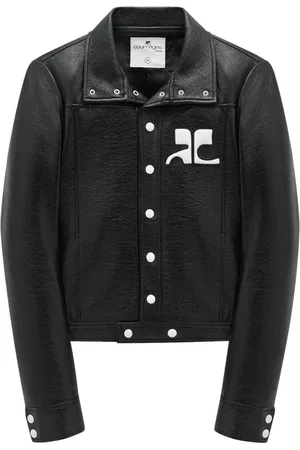 Courrèges Logo-patch faux-leather jacket