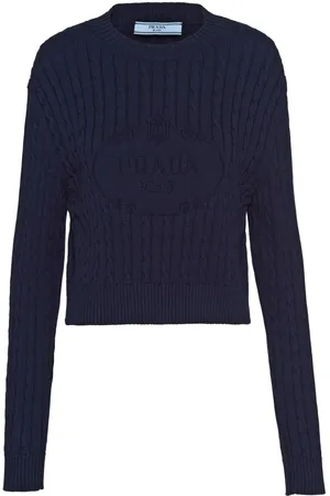 Prada Logo-intarsia cable-knit jumper