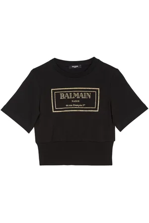 Balmain Logo-print cotton cropped T-shirt