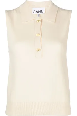 Ganni Logo-buttons knitted vest