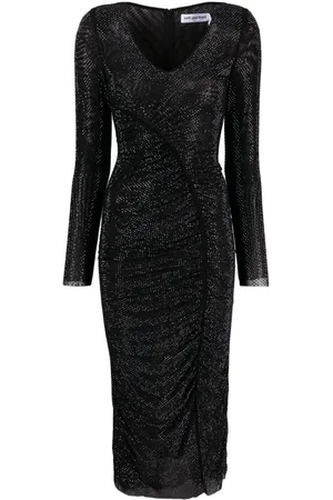 Self-Portrait Rhinestone-embellished gathered midi dress