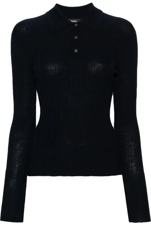THEORY Ribbed-knit polo shirt