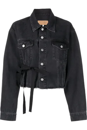 Maison Margiela Spread-collar frayed denim jacdket