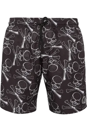 Philipp Plein Skull-print drawstring swim trunks