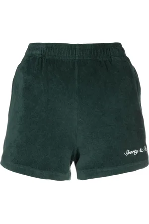 Sporty & Rich Logo-embroidered terry-cloth track shorts