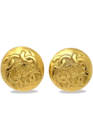 CHANEL 1980-1990s CC button clip-on earrings