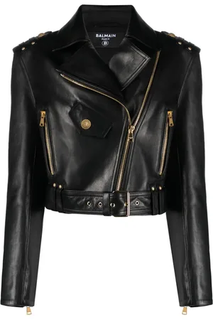 Balmain Zipped-up leather biker jacket