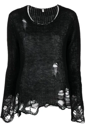 R13 Ripped layered cashmere jumper