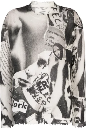 R13 Newspaper-print cashmere jumper