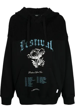 FIVE CM Graphic-print panelled drawstring hoodie