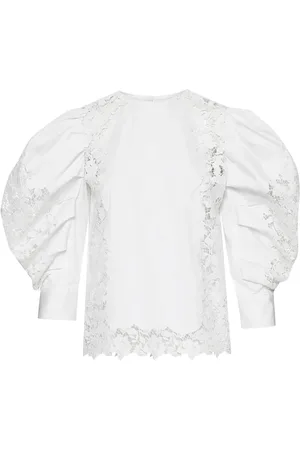 Oscar de la Renta Gardenia puff-sleeve guipure blouse