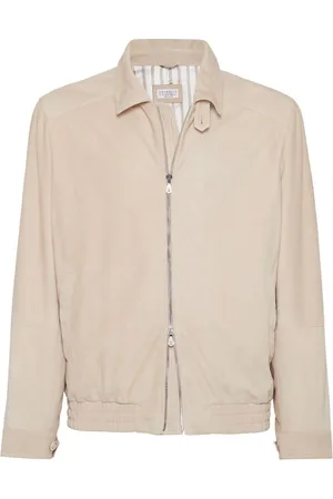 Brunello Cucinelli Spread-collar leather bomber jacket