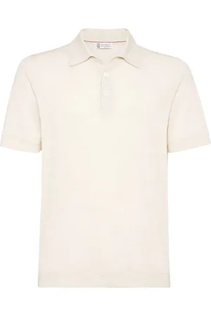 Brunello Cucinelli Ribbed-collar slub-texture polo shirt