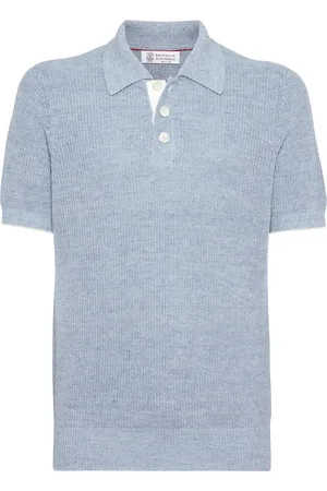 Brunello Cucinelli M??lange ribbed-knit polo shirt