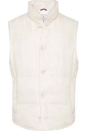Brunello Cucinelli High-neck linen-blend gilet