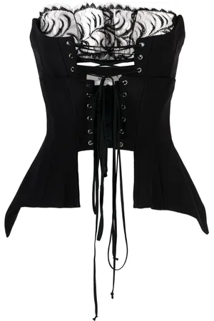 MANURI Corset-style panelled-lace top