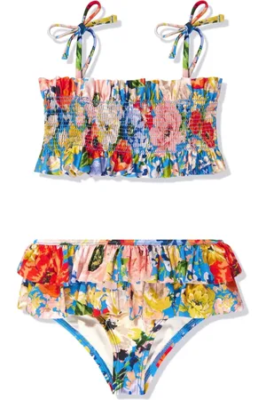 ZIMMERMANN Floral-print ruffle-detail bikini