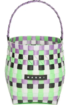 Marni Logo-appliqué interwoven bucket bag
