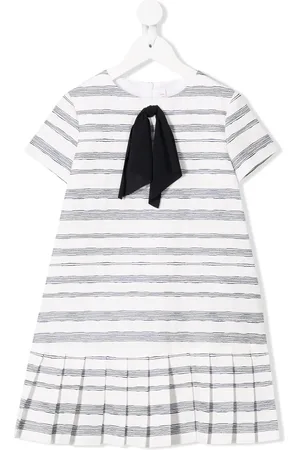 Il gufo Ribbon bow striped dress