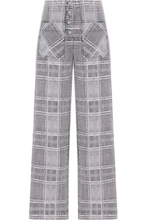 ROSETTA GETTY Plaid-check wide-leg jeans