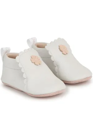 Chloé Floral-appliqué leather pre-walkers