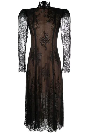 Ana Radu Floral-lace shoulder-pads dress