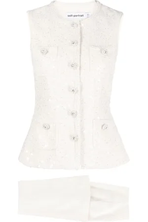 Self-Portrait Sequin-embellished bouclé jumpsuit