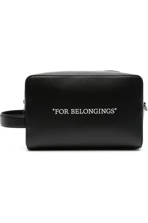 OFF-WHITE Quote-print leather wash bag