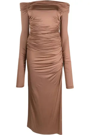 Helmut Lang Off-shoulder draped maxi dress
