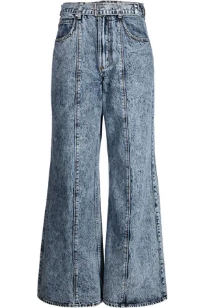Izzue Logo-patch belted wide-leg jeans