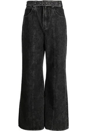 Izzue Panelled belted wide-leg jeans