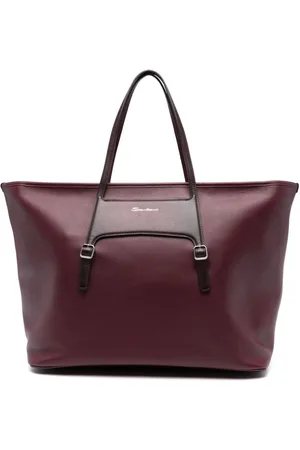 santoni Buckle-detail leather tote bag